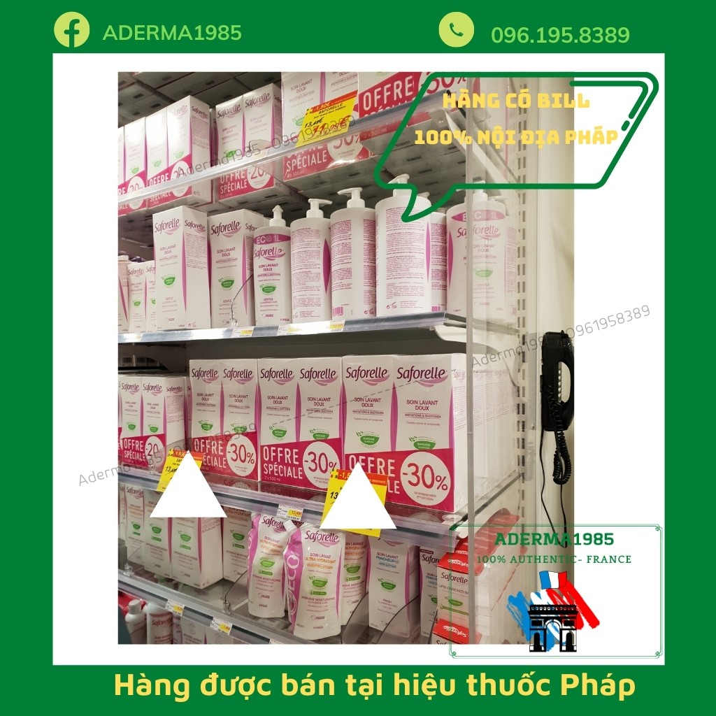 Dung dịch vệ sinh phụ nữ Saforelle 500ml chăm sóc da nhạy cảm hương dịu nhẹ, hàng nội địa pháp