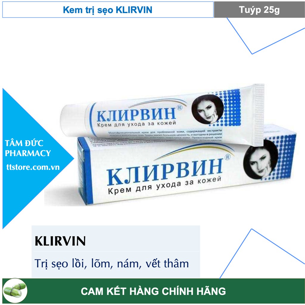 KLIRVIN CREAM [Tuýp 25g] - Kem Mờ  Sẹo, Giảm Thâm,  Nám và Rạn Da - Chính hãng Nga [klirvin/klivin]