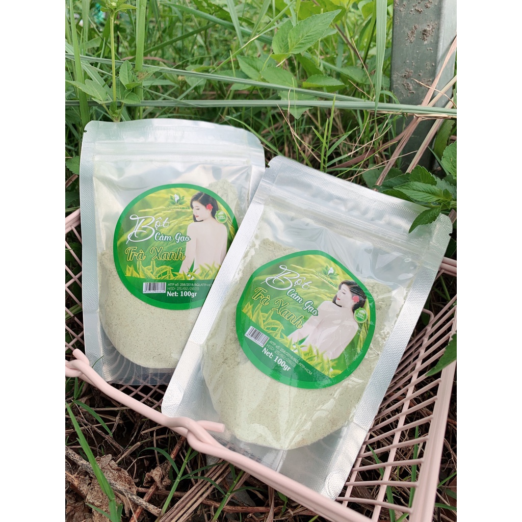 (100gr) Bột cám gạo trà xanh đắp mặt nạ,tẩy tế bào chết mặt,face giúp mờ sạm nám tàn nhang,mờ vết thâm mụn dưỡng da