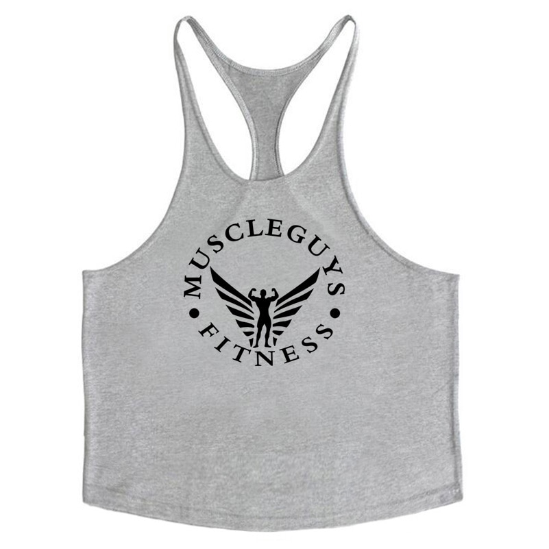 Muscleguys Roupas Musculação Stringer Regata Mens Aptidão Singlet Algodão Sem Mangas Camisa De Treino Homem Camisola