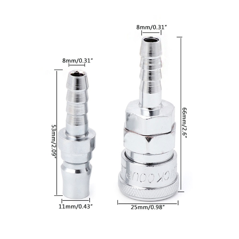 Bộ 2 Đầu Nối Ống Khí Nén 8mm Tháo Gỡ Nhanh Tiện Dụng