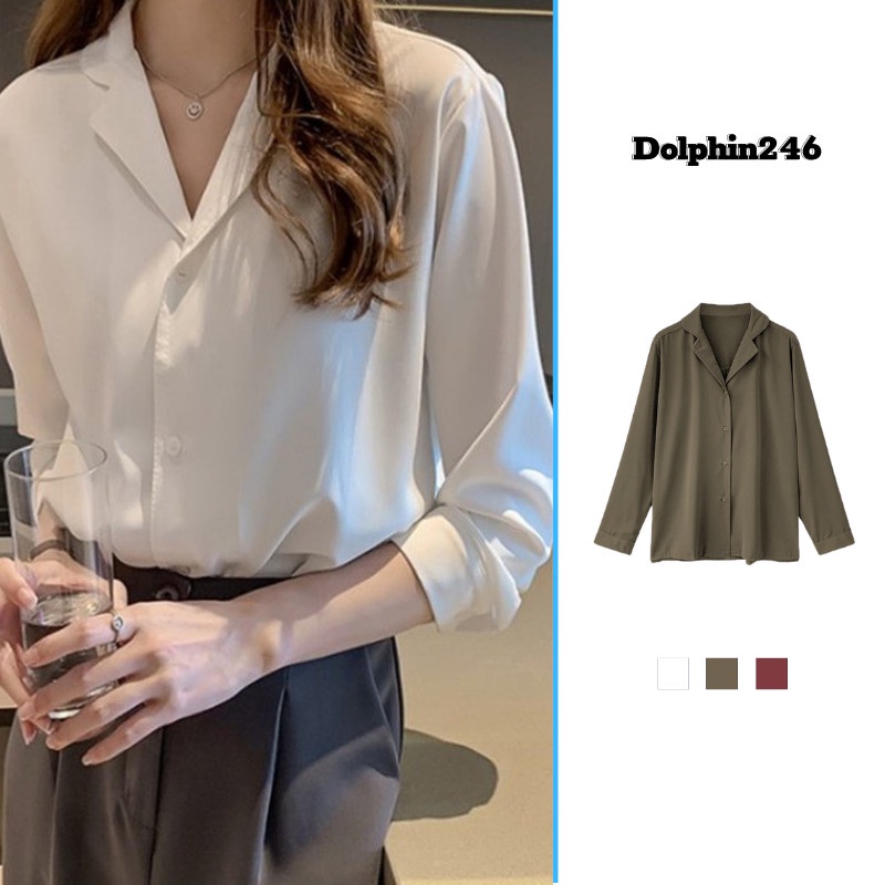 Áo Sơ Mi Nữ Tay Dài Kiểu Hàn Quốc Cổ Vest Đồ Cho Nữ Kiểu Sơ Mi Công Sở Đẹp  Cao Cấp K2T1-1