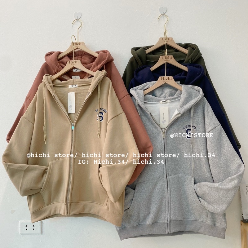 áo hoodie nỉ bông khoác kéo khoá S ảnh thật video hichi | BigBuy360 - bigbuy360.vn