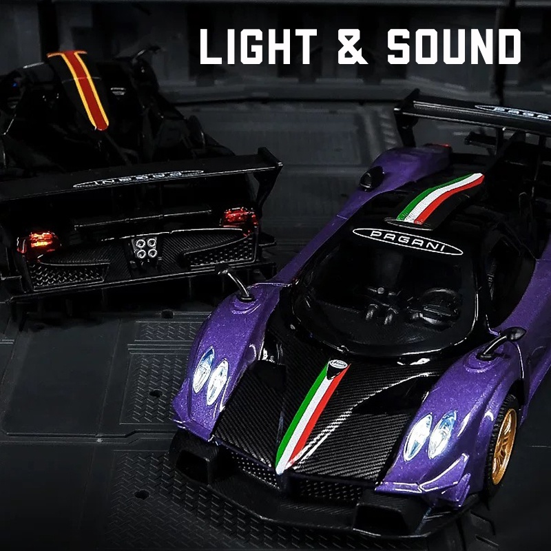 Mô Hình Xe Hơi Pagani Zonda Revolucion Có Đèn Và Âm Thanh Bằng Hợp Kim Tỉ Lệ 1: 31 Làm Quà Sinh Nhật Cho Bé Trai