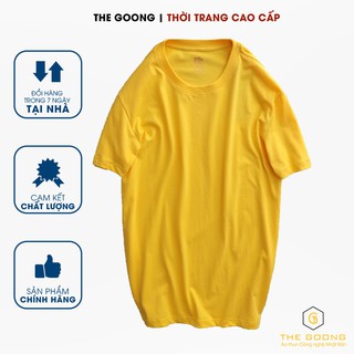 Áo Phông Trơn Nam TheGoong Cổ Tròn, Áo Thun Basic Cotton Cao Cấp Hàng Hiệu Thoáng Mát Kháng Khuẩn Tay Ngắn Màu Vàng Tươi
