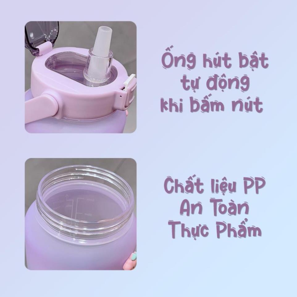Bình nước chia vạch 1,3 lít chia vạch báo giờ uống, có ống hút ( tuyển khách sỉ)