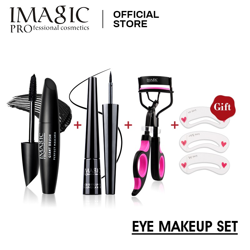 Bộ sản phẩm ZH-0407-4 mascara + kẻ mắt + uốn mi + khuôn lông mày IMAGIC chống nước lâu trôi 76g | BigBuy360 - bigbuy360.vn