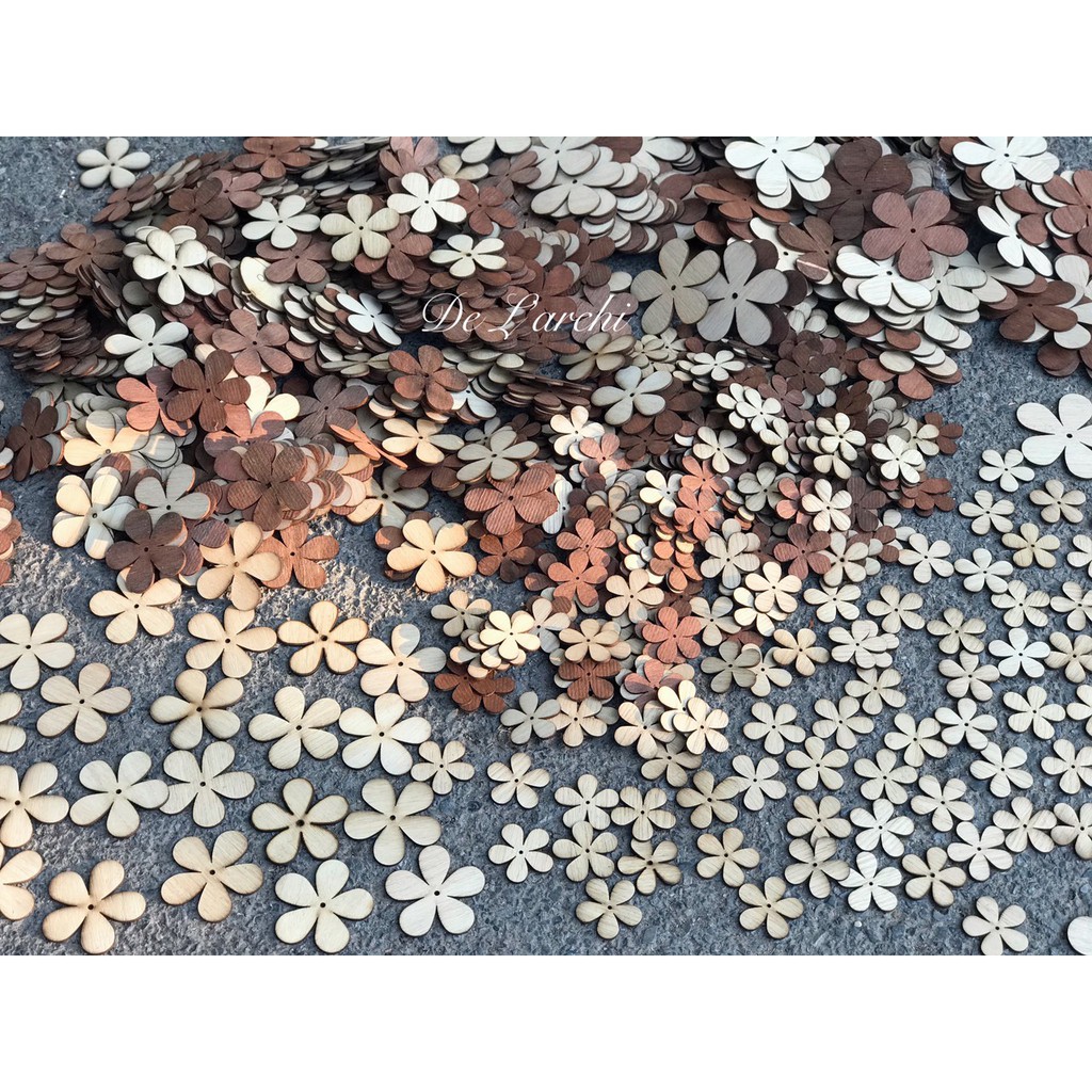 Bông Hoa gỗ decor trang trí, làm đồ handmade, bé tô màu