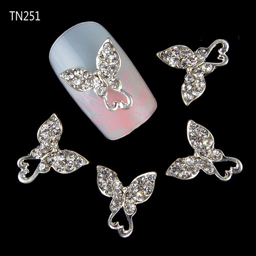 [Hàng mới về] Bộ 10 hạt đá trang trí móng tay nghệ thuật thiết kế hình bươm bướm 3D thời trang