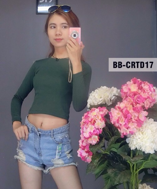 (DEAL SHOCK) Áo croptop ôm dáng tôn body tay dài | BigBuy360 - bigbuy360.vn