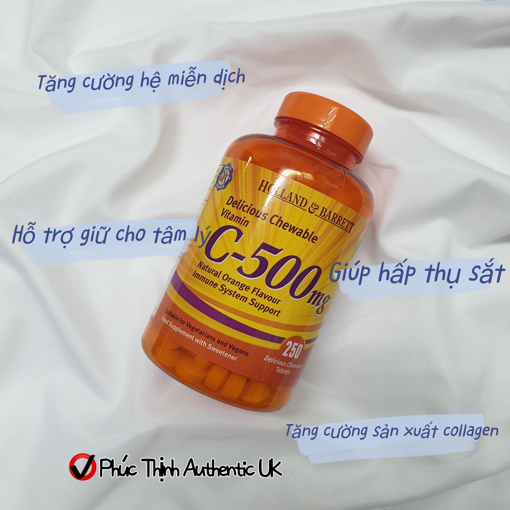 Viên Uống Bổ Sung Vitamin C 500mg 100 Viên Holland & Barrett  cuối T11/23