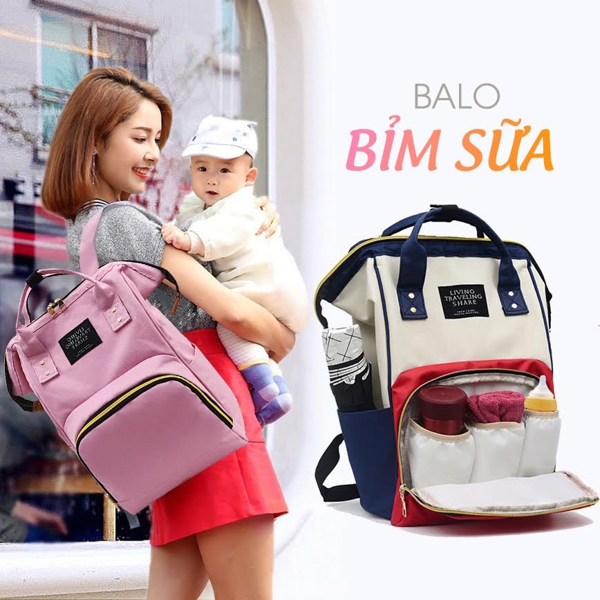 [FREESHIP] Balo Bỉm Sữa Living Travel Mẹ Và Bé