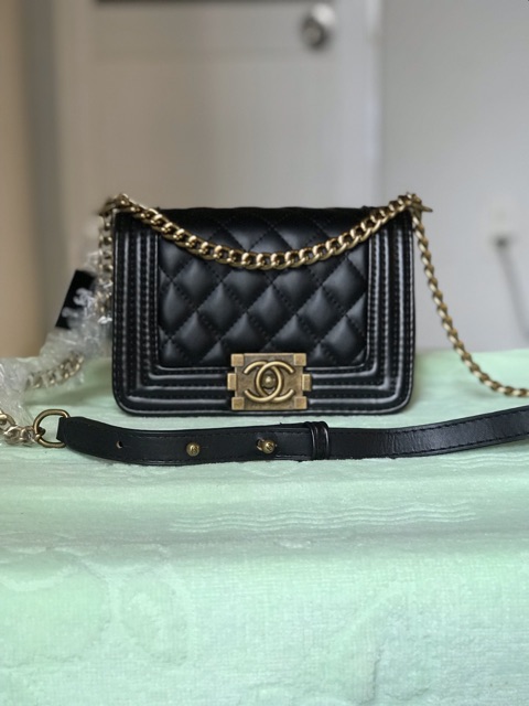 Túi đeo chéo nữ, túi boy ô mịn size 20,25cm handmade