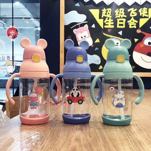 Ninikids [SỈ LẺ] Bình nước cho bé, bình uống nước có tay cầm 400ml