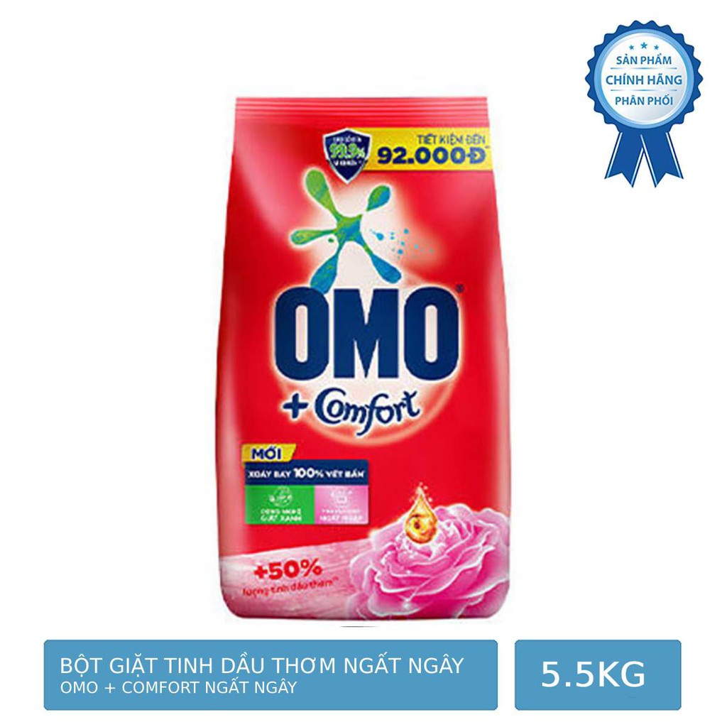 Bột giặt OMO comfort tinh dầu thơm ngất ngây 5.5kg