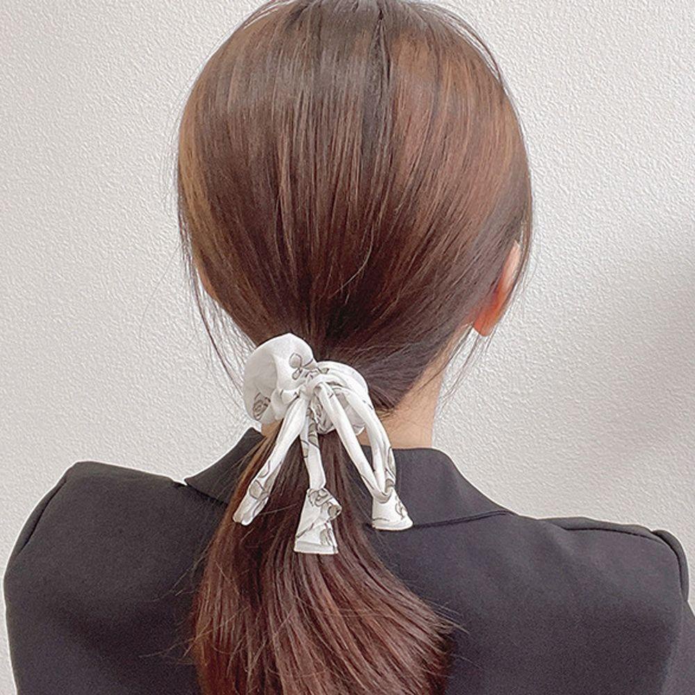 Dây Cột Tóc Cao Su Bản Lớn Màu Trơn Họa Tiết Hoa Vintage Đáng Yêu Cho Nữ WMES15H