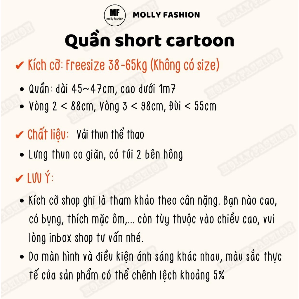 Quần Short hoạt hình Unisex BST 04 ❤️ Quần đùi nam nữ mặc nhà Freesize 38-65kg Molly Fashion | BigBuy360 - bigbuy360.vn