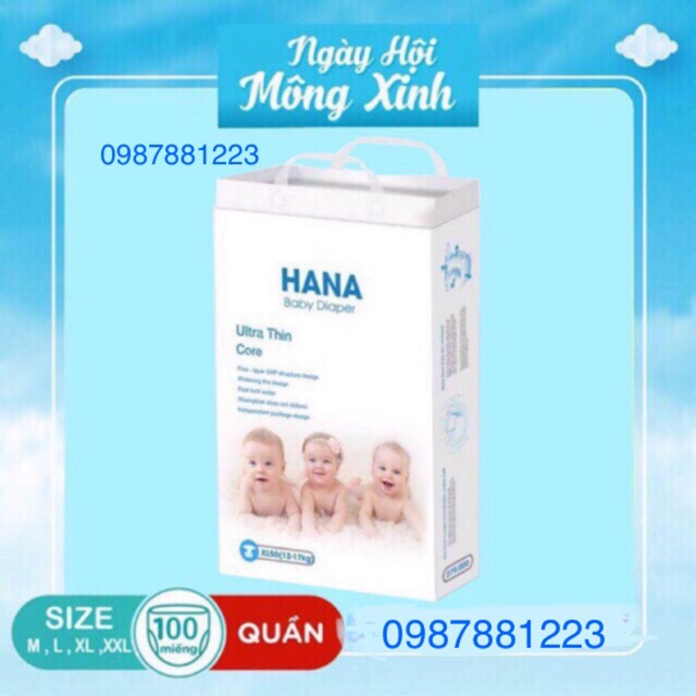 100c Bỉm Trần quần Hana size 100M 100L 100XL 100XXL 100XXXL