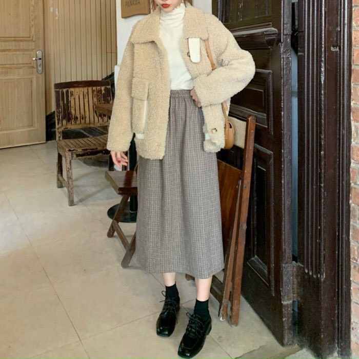 Áo Nỉ Lông Túi Hộp Nữ - Áo khoác be cổ bẻ form rộng thiết kế bắt mắt, cá tính HOT TREND | BigBuy360 - bigbuy360.vn