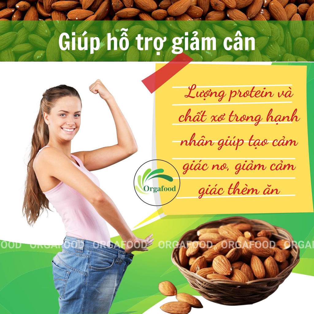 Hạnh nhân lõi sấy tách vỏ Orgafood hũ 500g loại 1