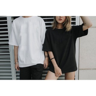 Áo thun TRƠN form rộng tay lỡ cotton TRẮNG ĐEN unisex - Áo thun phông nam nữ đẹp oversize Hàn Quốc 2020 | Ruby Shop