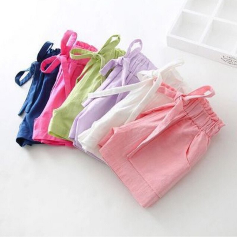 Quần short lưng thun thắt nơ xinh xắn dành cho các bé