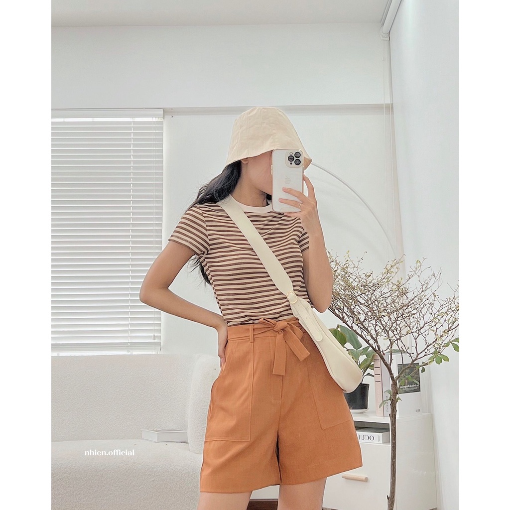 Quần short nơ eo nữ nhiennhienvintage BQ51