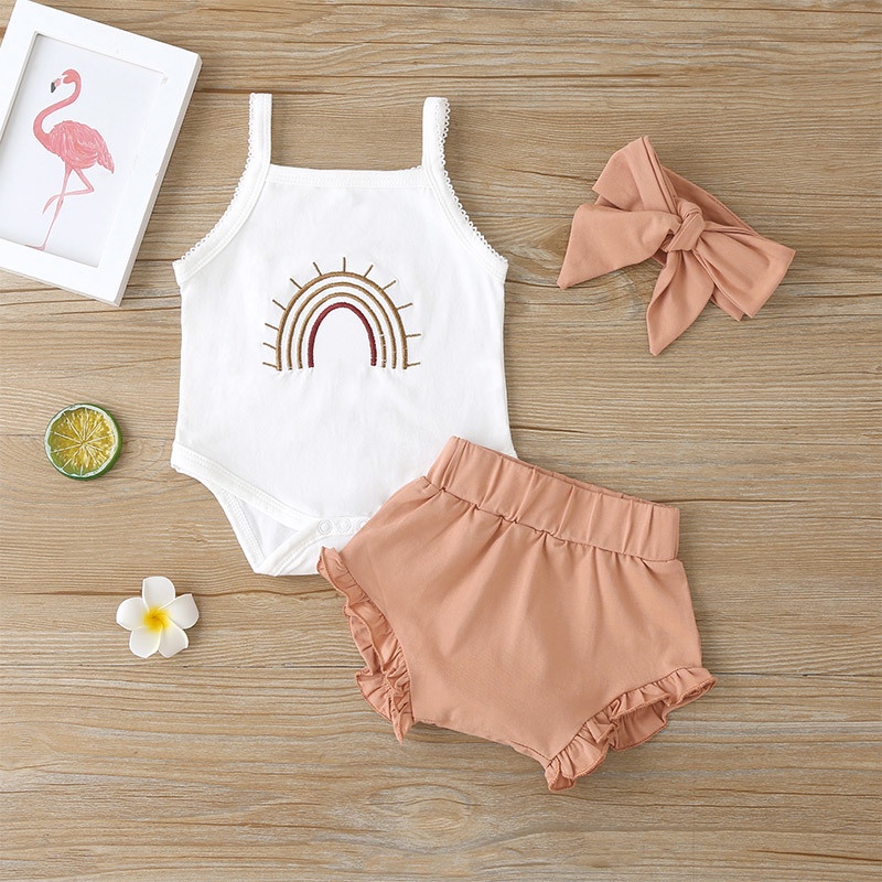 Bộ Trang Phục 3 Món Gồm Áo Liền Quần Và Quần Ngắn Baju Budak Perempuan Kanak Perempuan Thời Trang Mùa Hè Cho Bé Gái 0-18 Tháng Tuổi