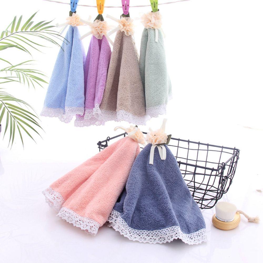 Khăn Lau Tay Hình Tròn Phối Ren Hoa Mềm Mại Thân Thiện Với Làn Da