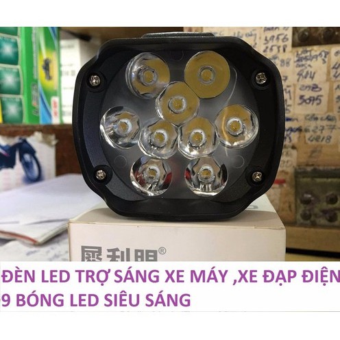 Đèn Trợ Sáng L5 9 Bóng Lắp Xe Đạp Điện Tiết Kiệm Điện Bình Acquy