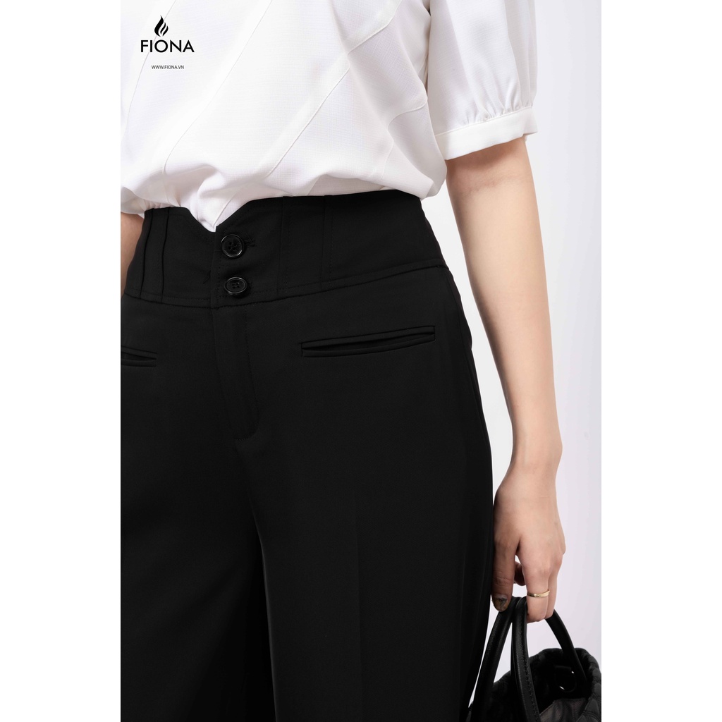 Quần Công Sở Cạp Cao Tôn Dáng FIONA, Quần Nữ Ống Rộng cạp trang trí diễu chỉ F351305