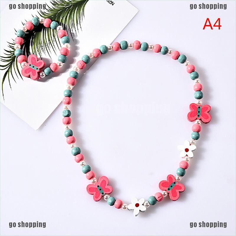 {go shopping}1sets Wooden beaded cartoon animal necklace girl party supply gift