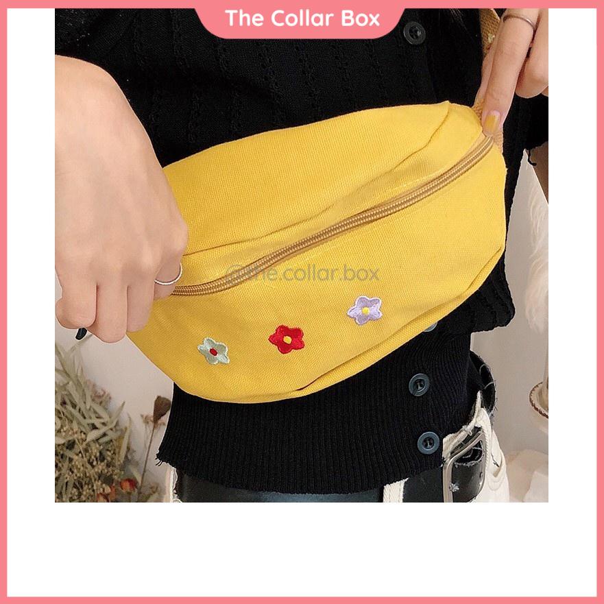 Túi bao tử thêu hoa Túi đeo chéo thời trang nữ xinh xắn - Mã TV015