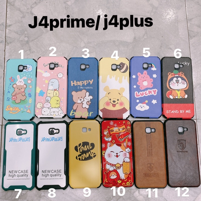 Ốp lưng Samsung j4 plus / j4 prime chống sốc hình, giả da, trong, đính đá
