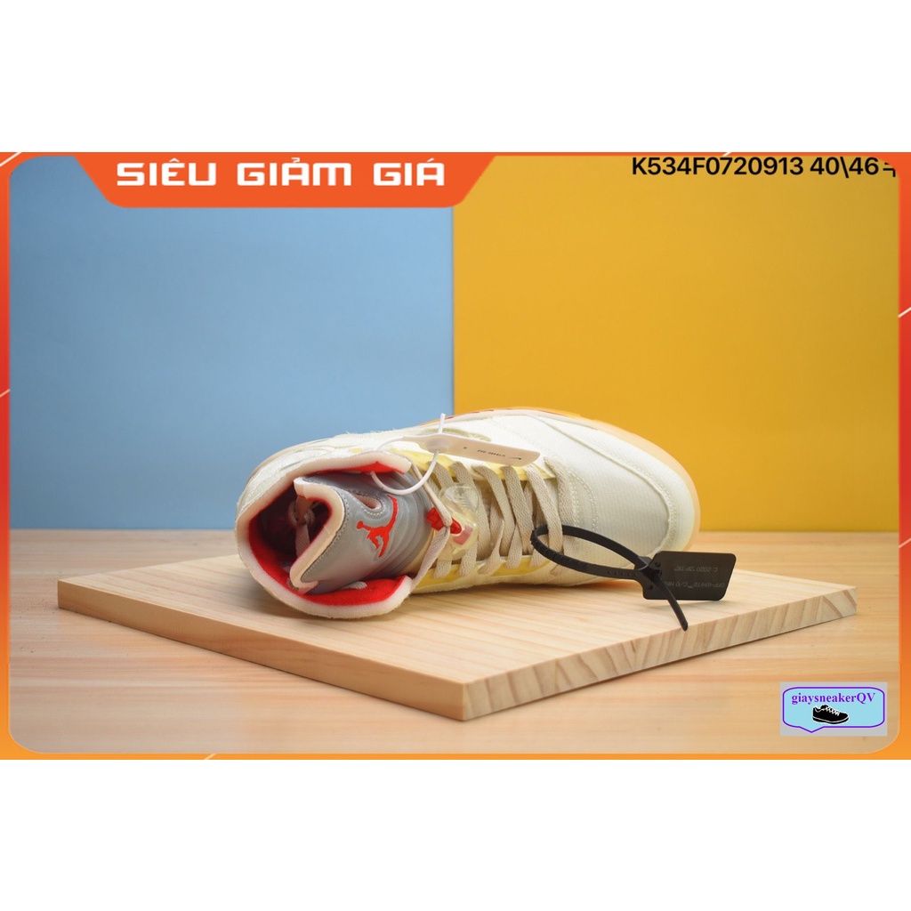 Giày thể thao Air Jordan 5 Retro Off White Sail trắng hồng siêu đẹp, siêu chất cho nam và nữ