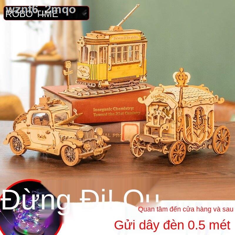 Ruotai 3D mô hình xếp ba chiều handmade tự làm bằng gỗ lắp ráp trang trí máy tính để bàn món quà sinh nhật tuệ của