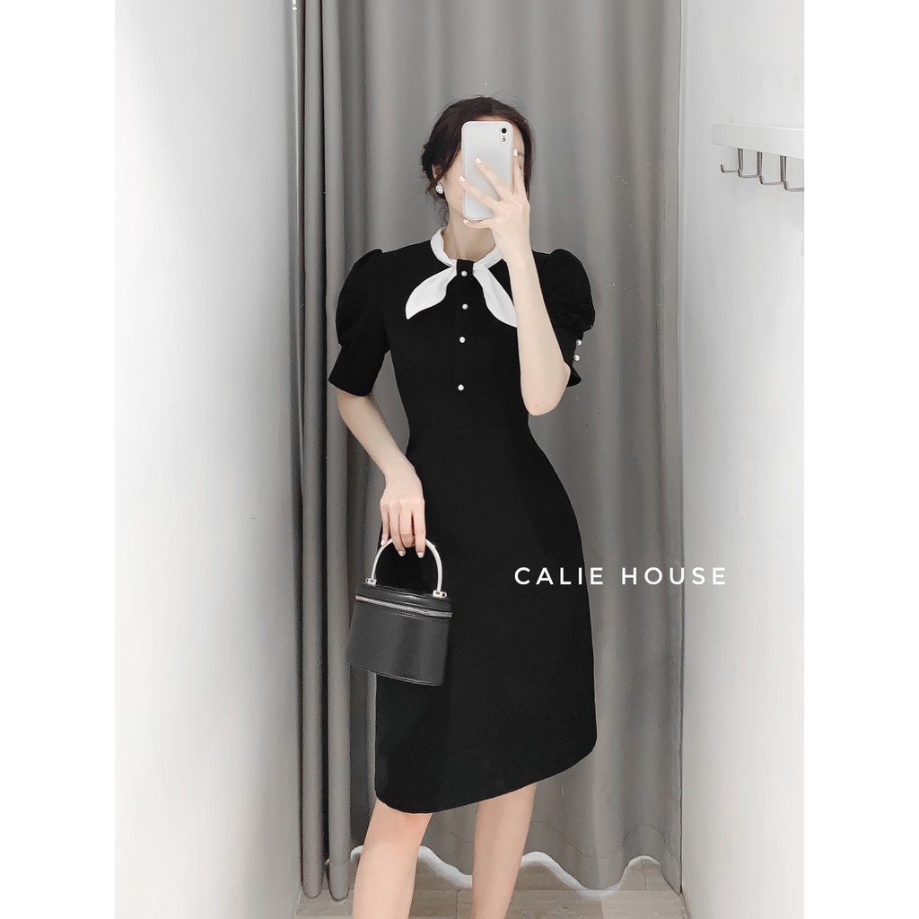 Váy Bấm Cúc Nơ Thời Trang Công Sở Calie House V203 | BigBuy360 - bigbuy360.vn