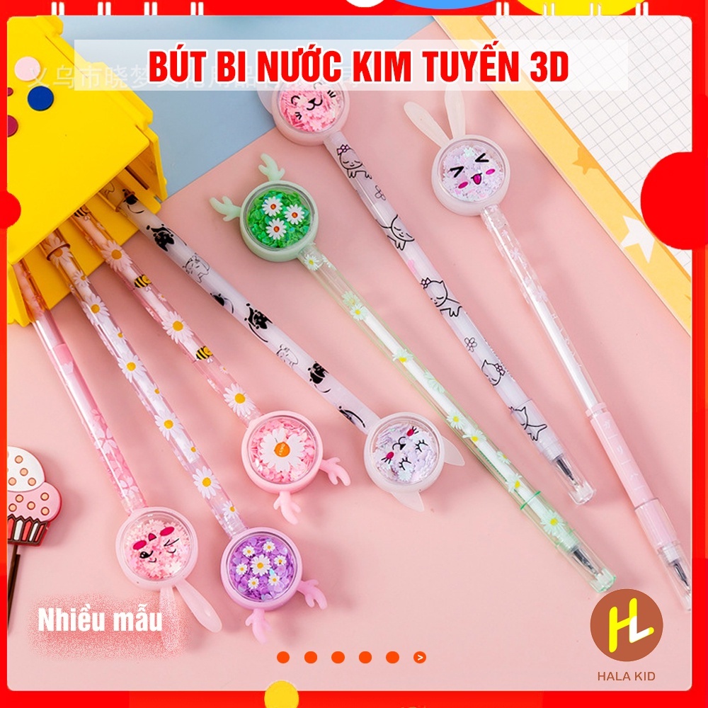 Bút bi nước KIM TUYẾN tai thỏ, hươu ngộ nghĩnh cho bé