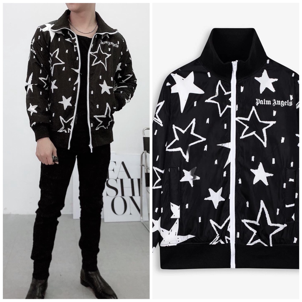 Áo khoác jacket bomber lót lông cừu, họa tiết ngôi sao THE LAVIS