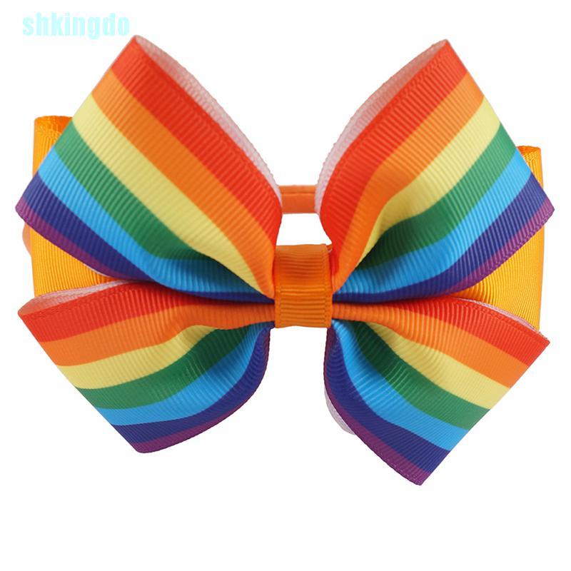 Băng Đô Cài Tóc Họa Tiết Cầu Vồng Dễ Thương Cho Bé Gái