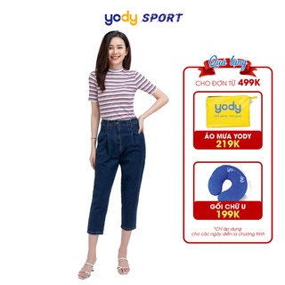 Quần jean nữ Yody dáng baggy phong cách Ulzzang Hàn Quốc tôn dáng, quần bò nữ cạp cao, co dãn QJN3076