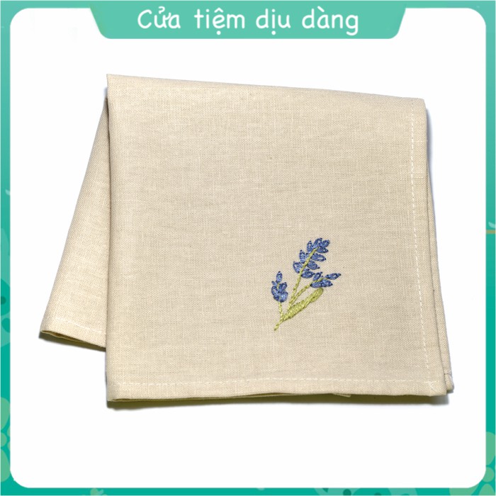 Khăn tay  vải linen thêu thủ công - mẫu Oải Hương