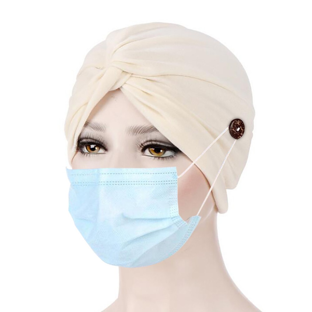 Mũ Beanie Mềm Thắt Nút Chéo Màu Trơn Thời Trang Cho Phụ Nữ Hồi Giáo