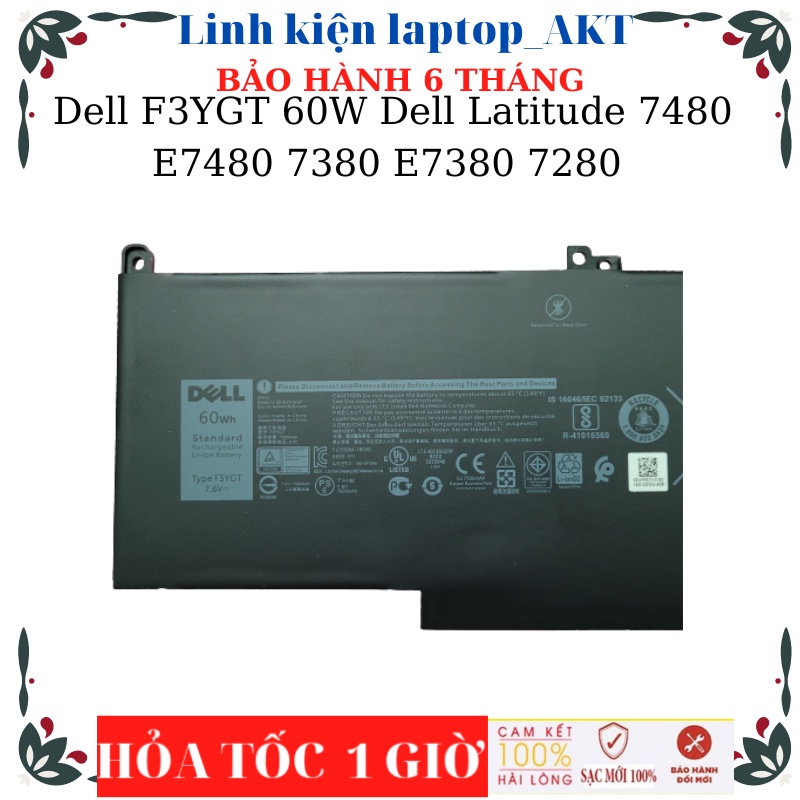 Pin Laptop Dell F3YGT-60W, DJ1J0-42W Dell Latitude 7480 E7480 7380 E7380 7280 E7280 DM3WC MYJ96