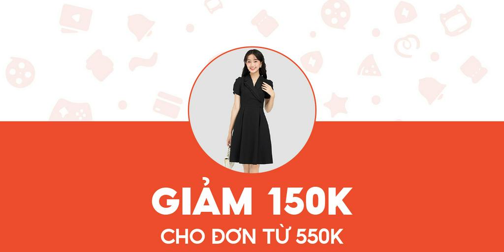 - Gumac - Giảm 150K cho Đầm cổ vest phối bèo DC08029