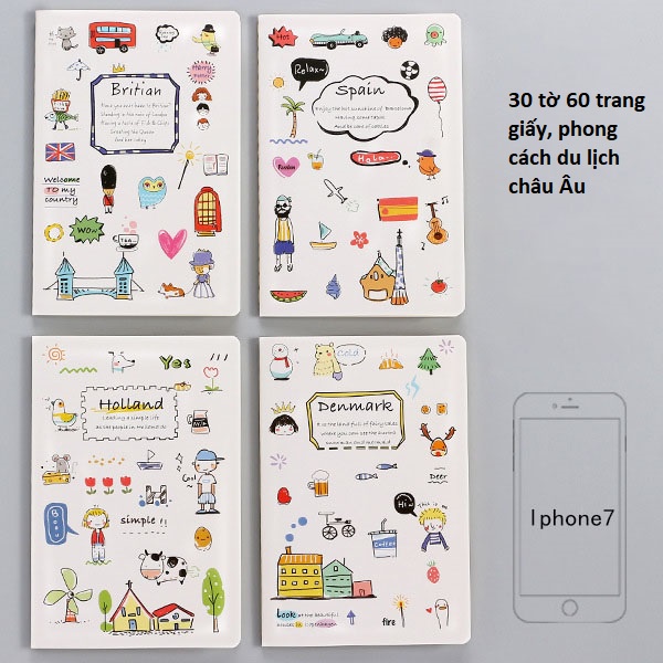 Set 4 Sổ ghi chép cỡ A5 theo chủ đề cute vở viết tay học sinh dễ thương Lalunavn - B9