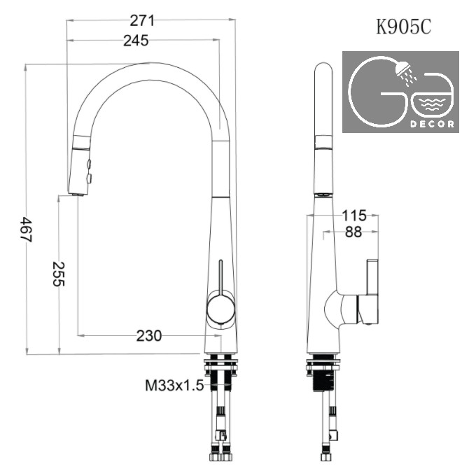 VÒI BẾP NÓNG LẠNH, VÒI RỬA CHÉN CAESAR K905C