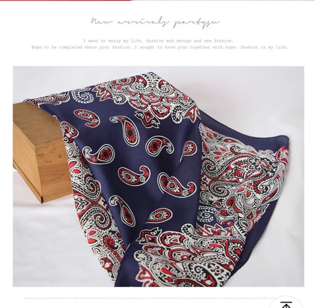 Khăn turban lụa vuông cao cấp choàng cổ size 70x70cm thanh lịch đa năng dùng làm áo yếm in hoa văn đối xứng