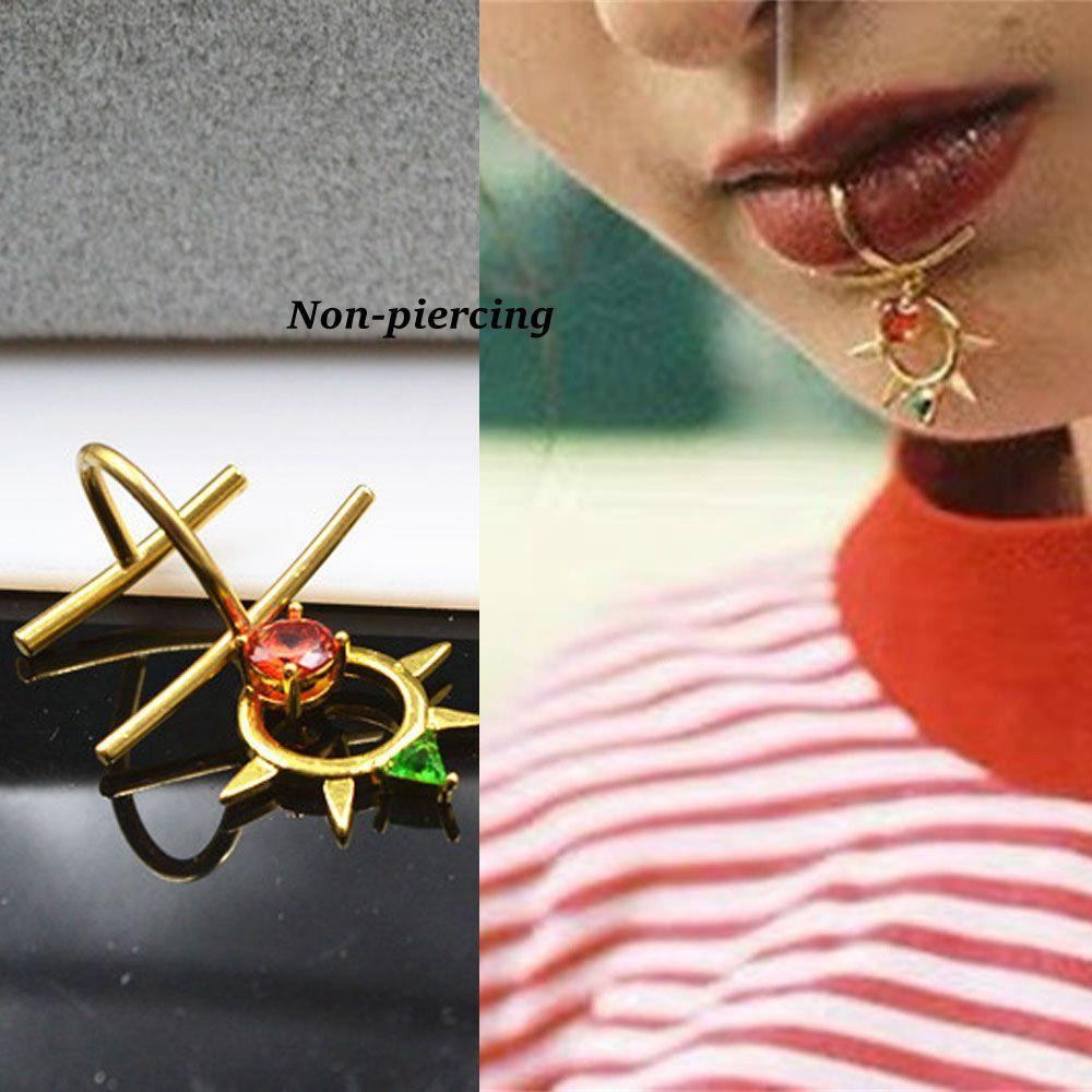 NEXTVN Khuyên Xỏ Môi Đính Đá Zirconia Màu Sắc Thời Trang