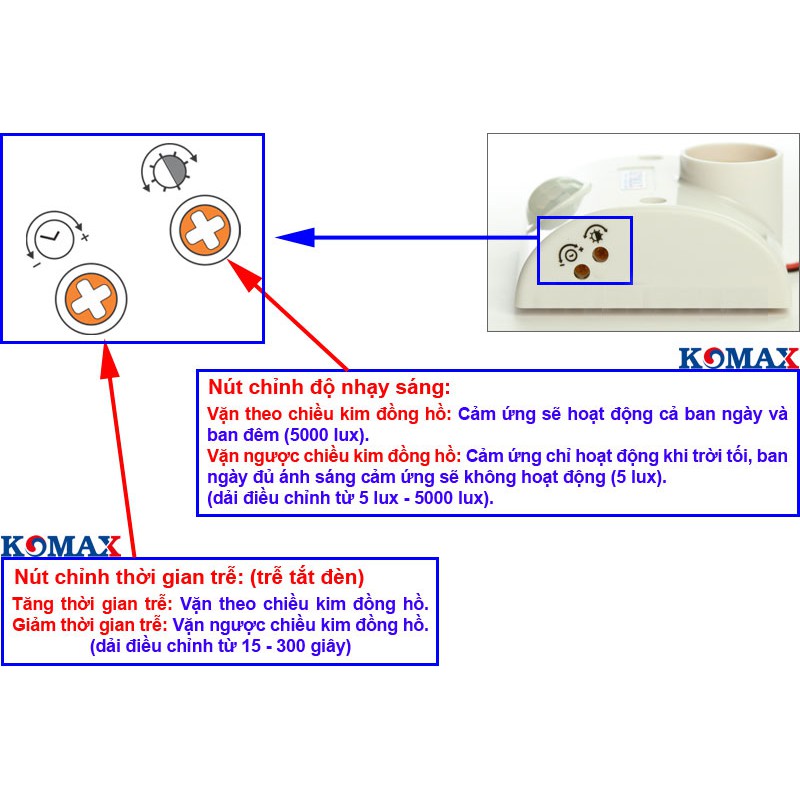 Đui đèn cảm biến chuyển động Komax KM-S15